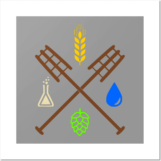 Beer Ingredients Dueling Paddles [Color] (No Outline) Wall Art by PerzellBrewing